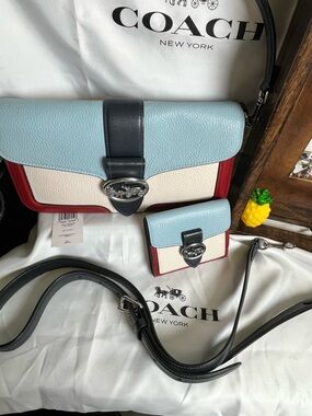 Coach Georgia Shoulder Bag In Colorblock w/ Matching Wallet
